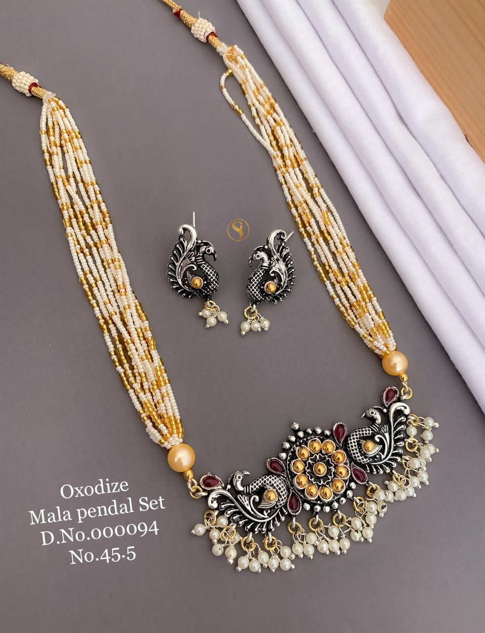 2 Navaratri Special Oxidized Mala Pendant Set Wholesale Price In Surat
